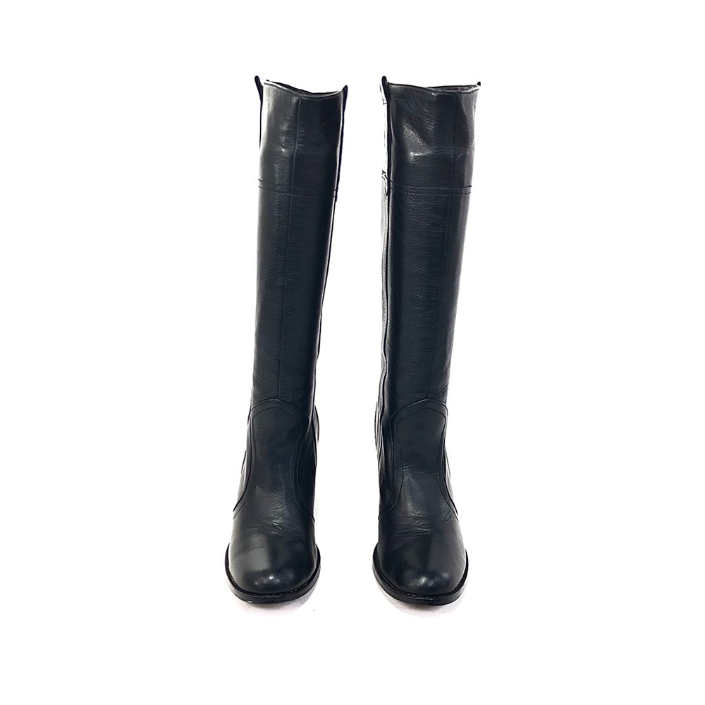Steve Madden Black Leather Knee-High Heeled Boots - Picture 6 of 12
